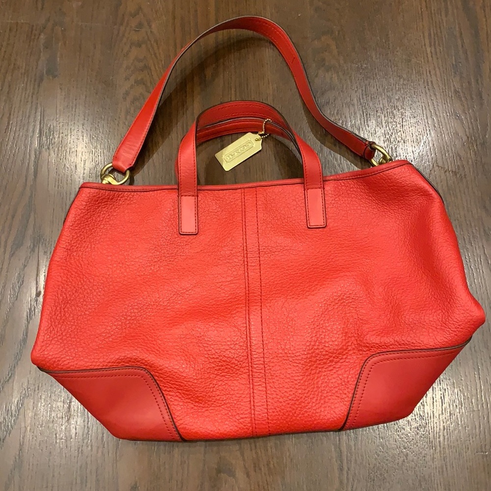 red coach leather purse